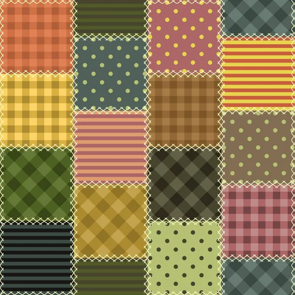 Fondo Patchwork Con Diferentes Patrones — Vector de stock