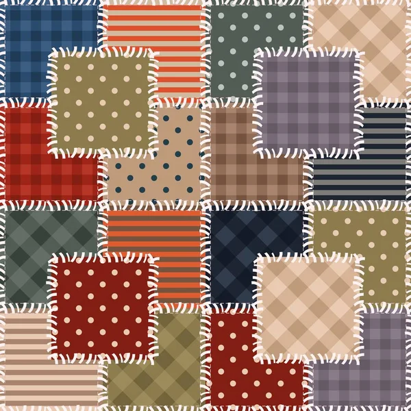 Fondo Patchwork Con Diferentes Patrones — Vector de stock