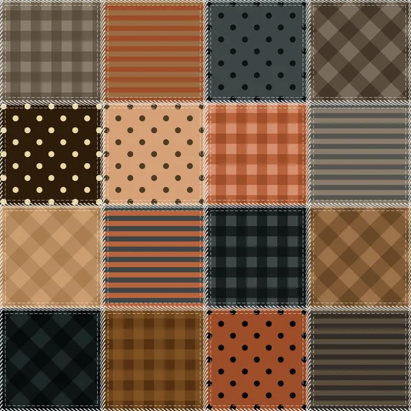 Patchwork Background Different Patterns — Stock Vector