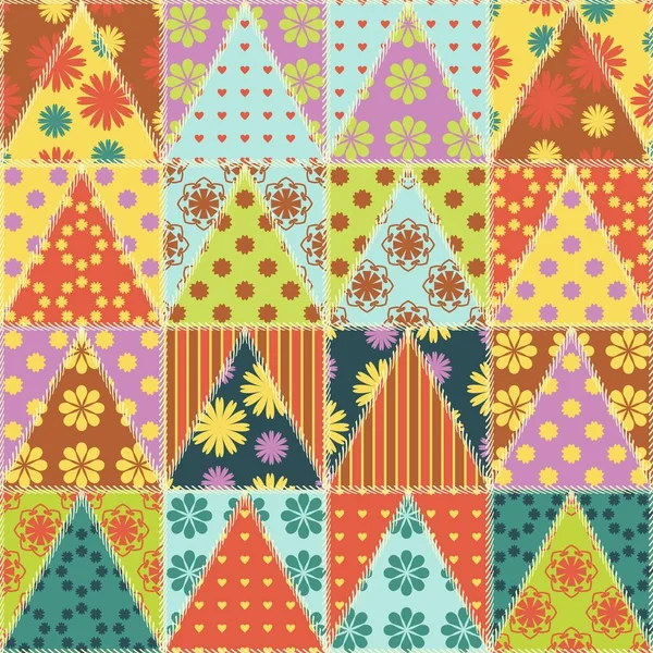 Patchwork Background Different Patterns — Stock Vector