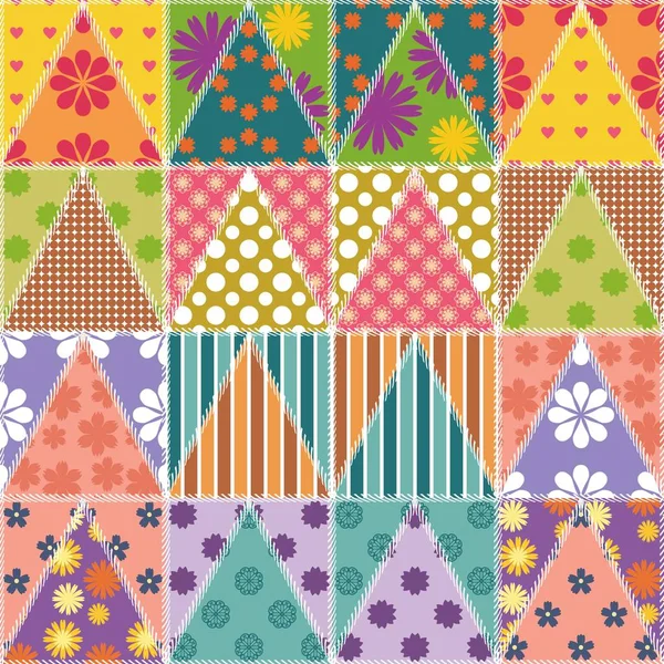 Fondo Patchwork Con Diferentes Patrones — Vector de stock