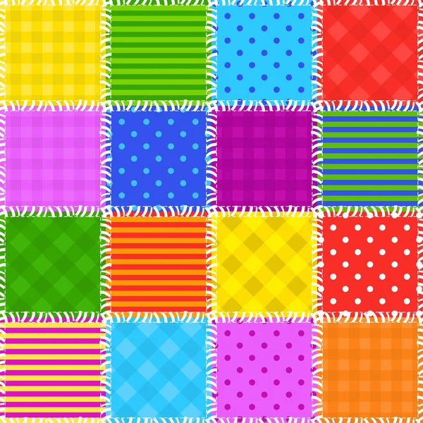 Fondo Patchwork Con Diferentes Patrones — Vector de stock