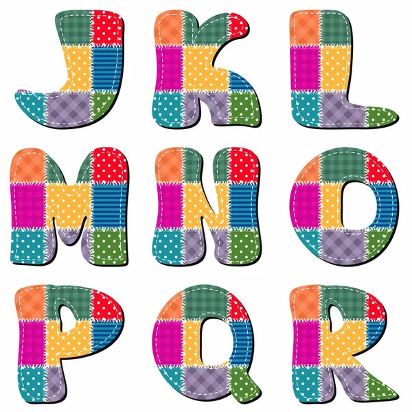 Patchwork Scrapbook Alphabet White Background — Stock Vector