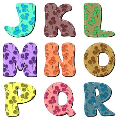 beyaz zemin üzerinde farklı doku karalama defteri alfabesi