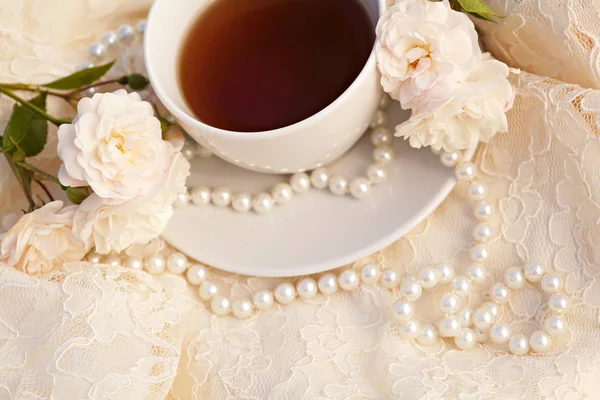 Taza Mañana Mesa Bodas Novia — Foto de Stock