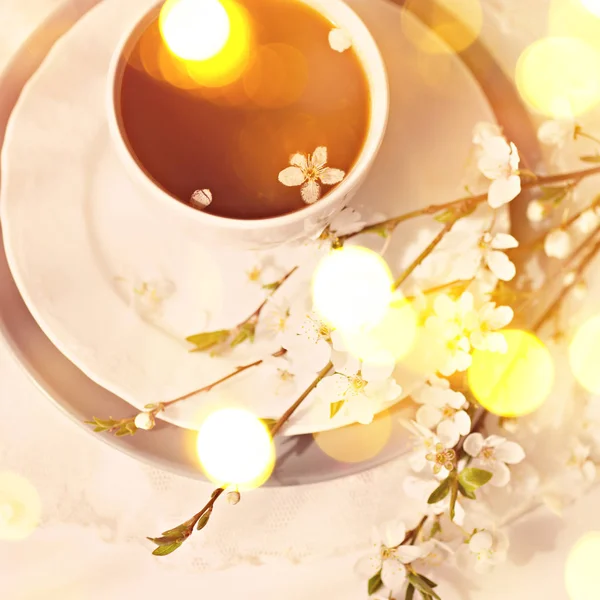 春の魔法の朝のコーヒー — ストック写真