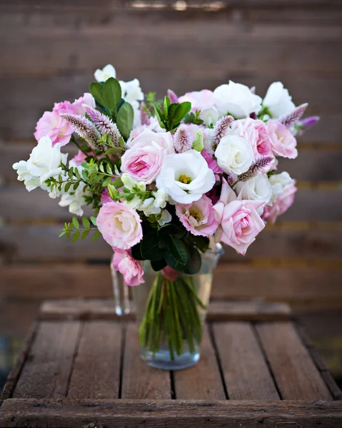 Fresh Colorfull Bouquet Mixed Flowers Outdoor — Stock Photo, Image