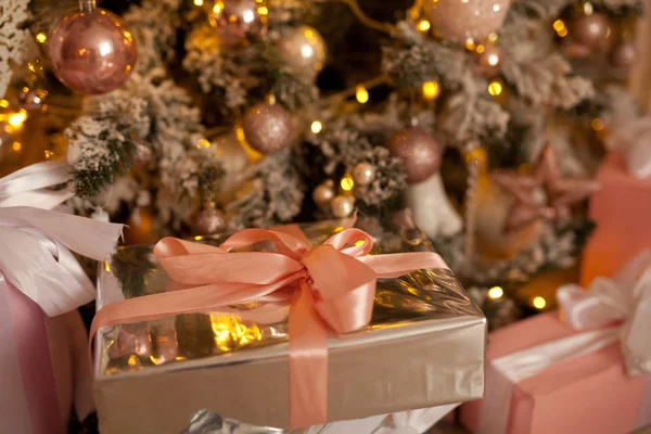 Hermoso Fondo Navidad Con Caja Regalo — Foto de Stock