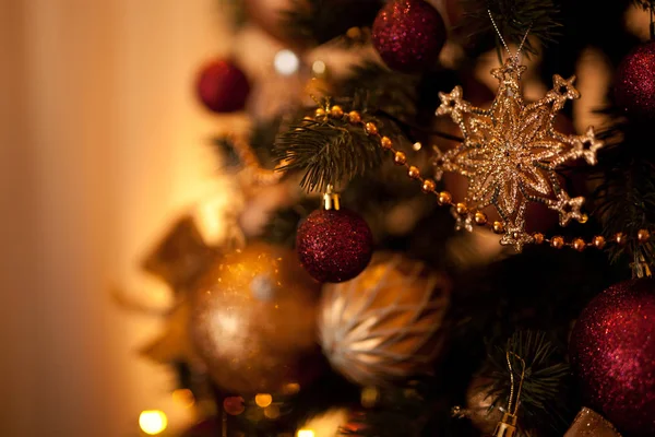 Hermoso Fondo Navidad Con Juguetes Abeto — Foto de Stock