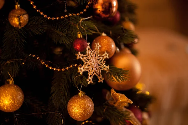 Gyönyörű Karácsonyi Háttér Fenyő Játékokkal — Stock Fotó
