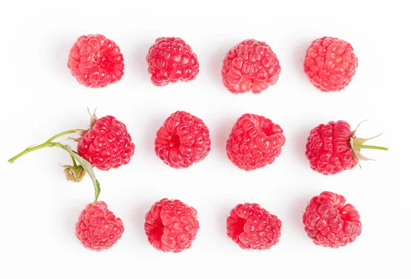 Raspberry with leaves on white background. Helthy food — Stock Photo, Image