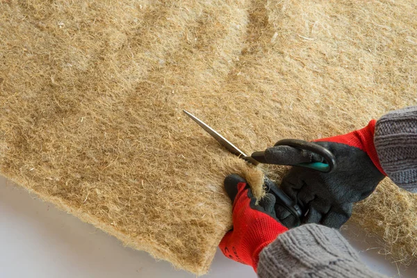 Materials background - compressed thermal insulating hemp fiber bonded panels Royalty Free Stock Images