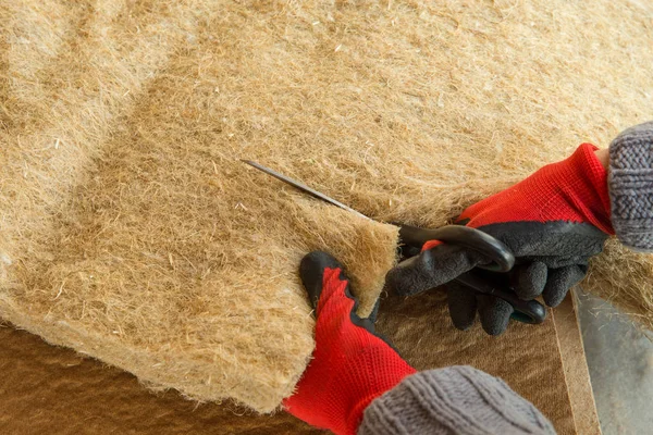 Materiales de fondo - paneles de fibra de cáñamo aislante térmico comprimido — Foto de Stock