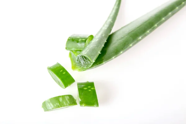 Fresh aloe vera leaf sliced isolated on white background — Stock Photo, Image