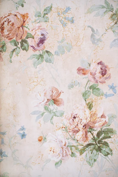 Fondo Vintage Con Rosas Ilustración Floral Textura Papel Antiguo —  Fotos de Stock