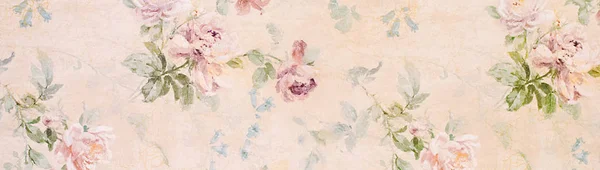Banner Papel Vintage Con Rosas Plantilla Encabezado Web Diseño Simple Imágenes de stock libres de derechos