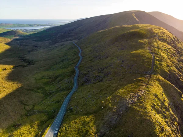 stock image Aerial view of road at Conor Pass, County Kerry, Ireland