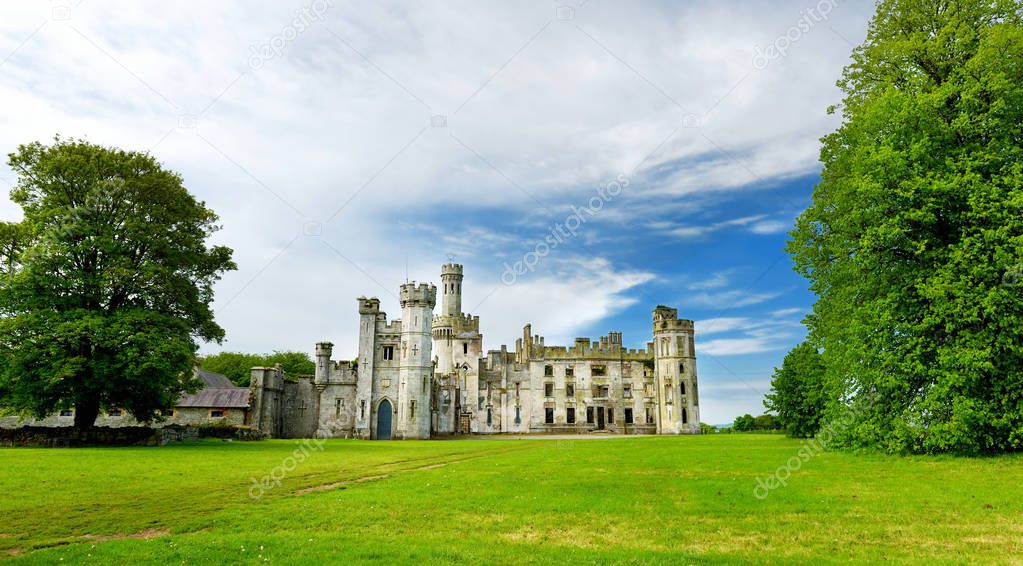 towers and turrets of Ducketts Grove in County Carlow, Ireland.