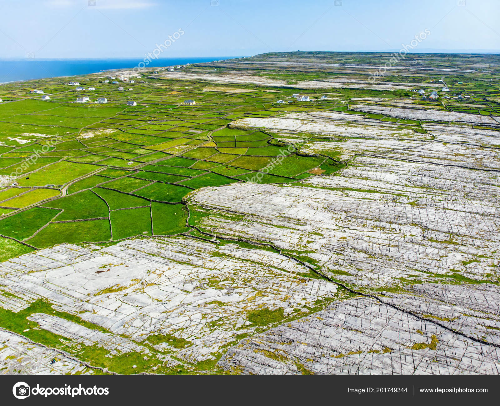 Aerial View Inishmore Island Galway Bay Ireland Stock Photo by