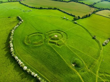 Arkeolojik karmaşık Hill, Tara'nın, County Meath, İrlanda havadan görünümü  