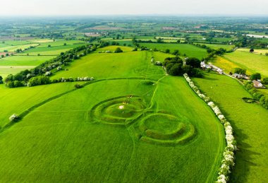 Aerial view of archaeological complex Hill of Tara,County Meath, Ireland   clipart