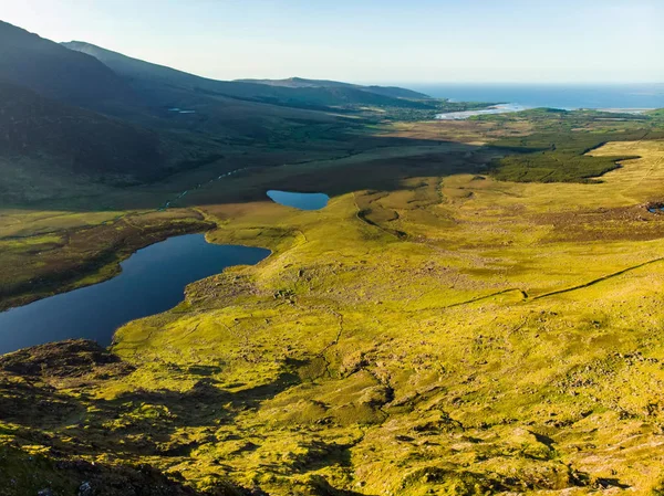 Luchtfoto Van Meren Conor Pass Schiereiland Dingle County Kerry Ierland — Stockfoto