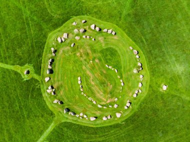 aerial view of Ballynoe stone circle, County Down, Nothern Ireland  clipart