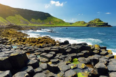 Devler Causeway, alan altıgen bazalt taş, County Antrim, Kuzey İrlanda 