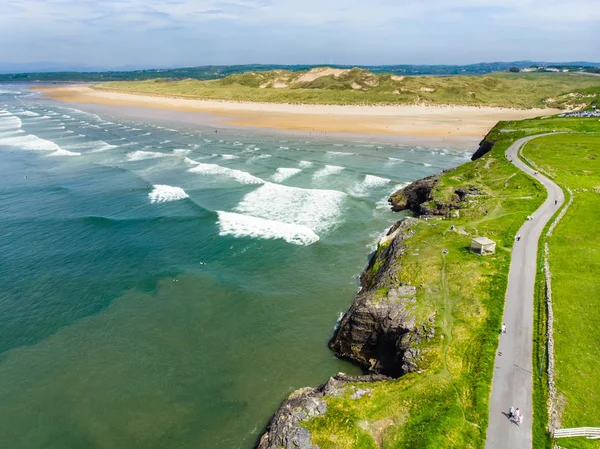 Tullan Σκέλος Ευρεία Επίπεδη Αμμώδη Παραλία Στο County Donegal Ιρλανδία — Φωτογραφία Αρχείου