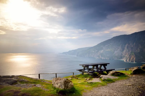 Slieve League Falésias Mais Altas Mar Localizado Sudoeste Donegal Irlanda — Fotografia de Stock