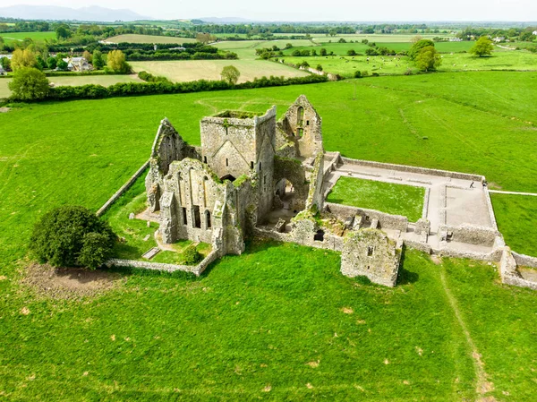 aerial view Hore Abbey, ruined Cistercian monastery, County Tipperary, Ireland