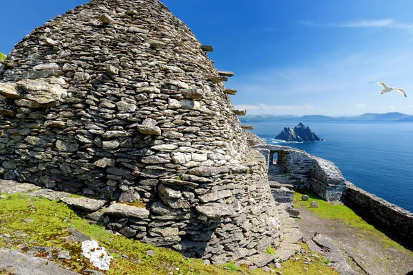 Kamienne Ruiny Skellig Michael Lub Wielki Skellig Irlandia — Zdjęcie stockowe