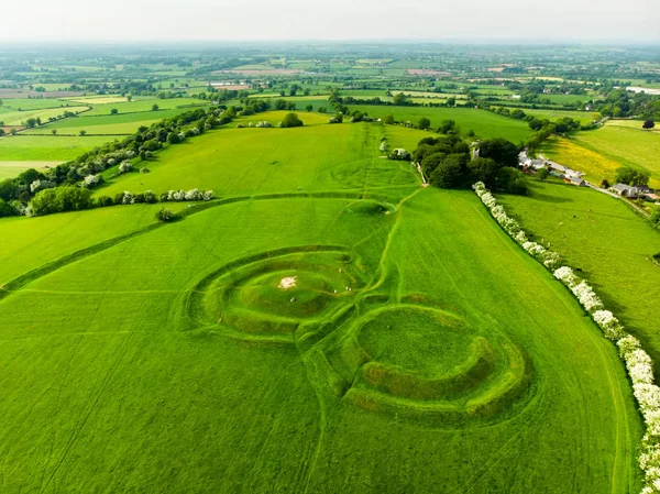 Aerial view of archaeological complex Hill of Tara,County Meath, Ireland