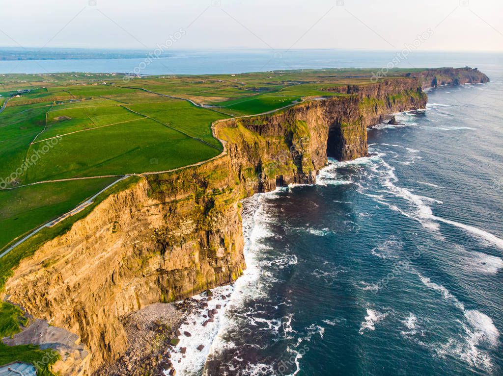 aerial view of Cliffs of Mohe and coastal waves