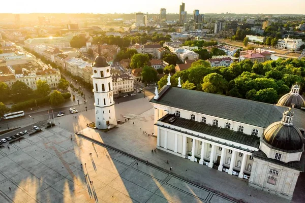 Vilnius Litvanya Katedral Meydanı Havadan Görünümü — Stok fotoğraf