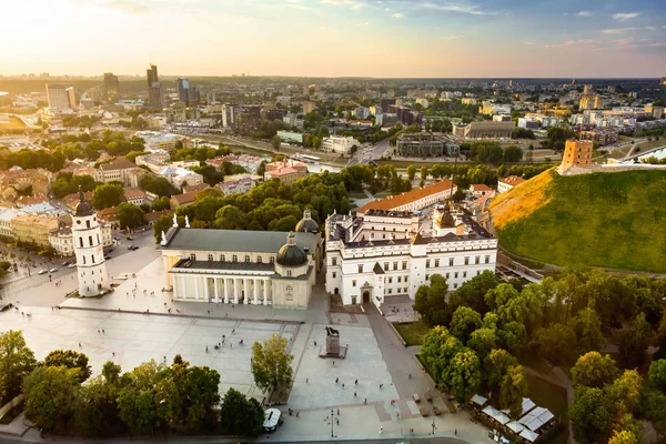 Aerial View Vilnius City Sunset — Stock Photo, Image