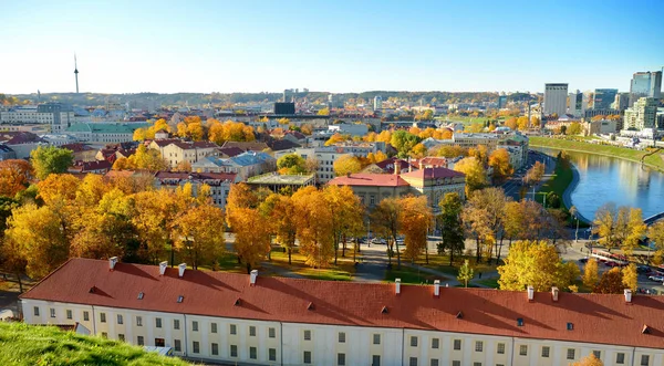 Belo Panorama Outono Cidade Velha Vilnius Tomada Partir Colina Gediminas — Fotografia de Stock