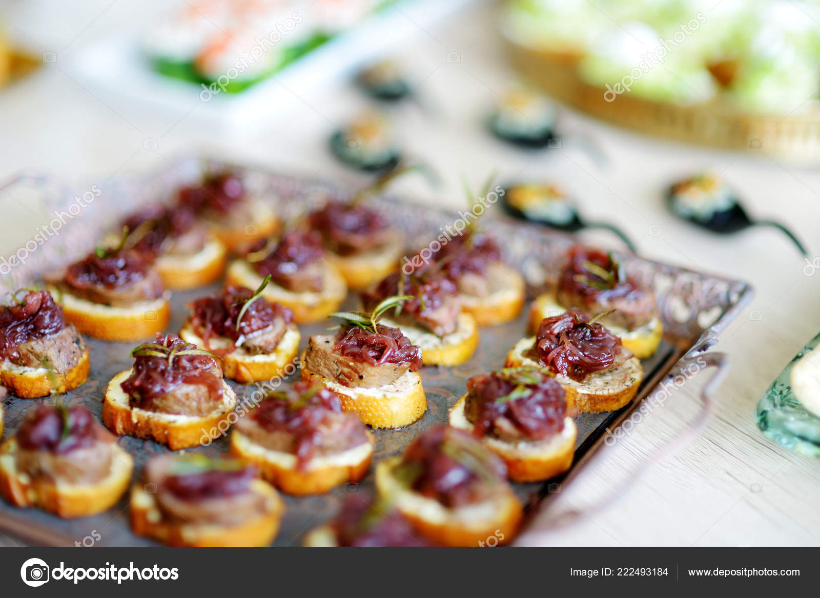 Delicious Pate Snacks Beet Topping Served Party Wedding Reception