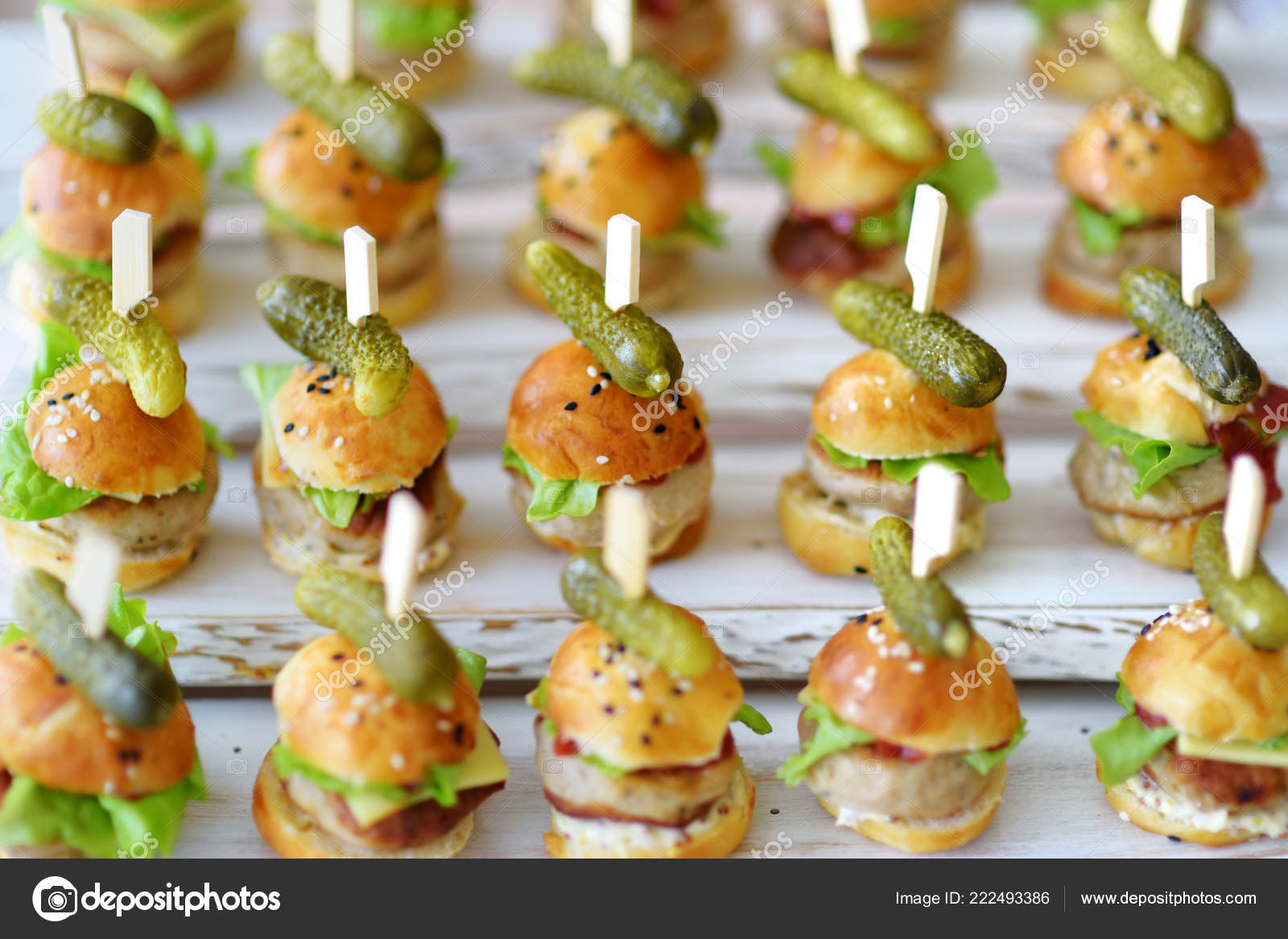 Delicious One Bite Mini Burgers Served Party Wedding Reception