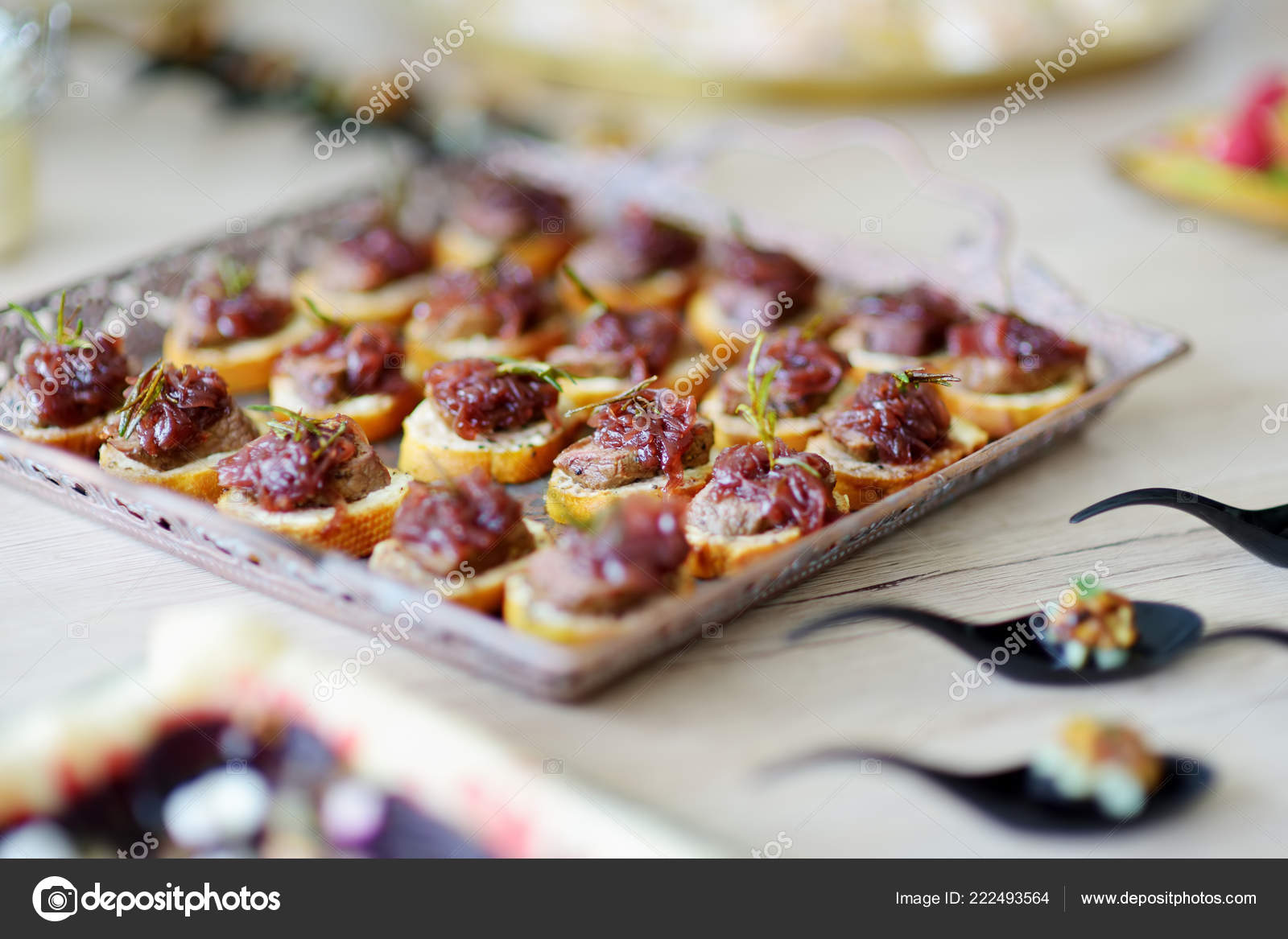 Delicious Pate Snacks Beet Topping Served Party Wedding Reception
