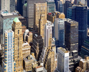 Doğal Manhattan şehir siluetinin havadan görünümü 