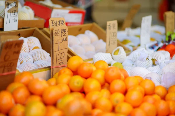 Frukter Och Grönsaker Som Säljer Trottoaren Producera Monter Chinatown New — Stockfoto