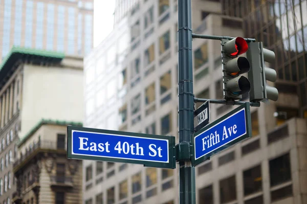 Intersección East 40Th Street 5Th Ave Ciudad Nueva York — Foto de Stock