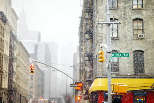 Sinal Estrada Broadway Street Centro Manhattan Cidade Nova Iorque Durante — Fotografia de Stock