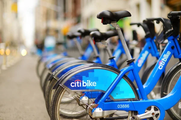 Nueva York Marzo 2015 Fila Bicicletas Alquiler Ciudad Estación Atraque — Foto de Stock