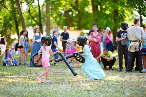 Trakai Lituania Junio 2018 Los Niños Divierten Durante Festival Medieval — Foto de Stock