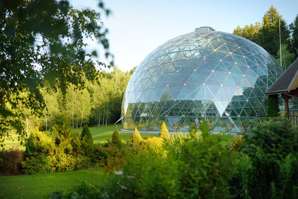 MERKINE, LITHUANIA - AUGUST 12, 2017: Merkine Pyramid, protected by glass dome