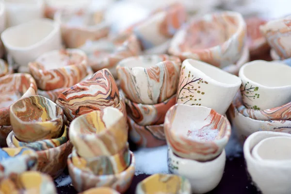 Керамические Блюда Посуда Кувшины Продаются Пасхальном Рынке Вильнюсе — стоковое фото