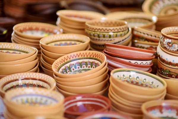 Keramikgeschirr Geschirr Und Krüge Auf Dem Ostermarkt Vilnius — Stockfoto