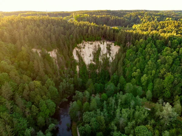 Flygfoto Över Floden Vilnia Och Geologiska Puckoriai Exponering Vilnius — Stockfoto